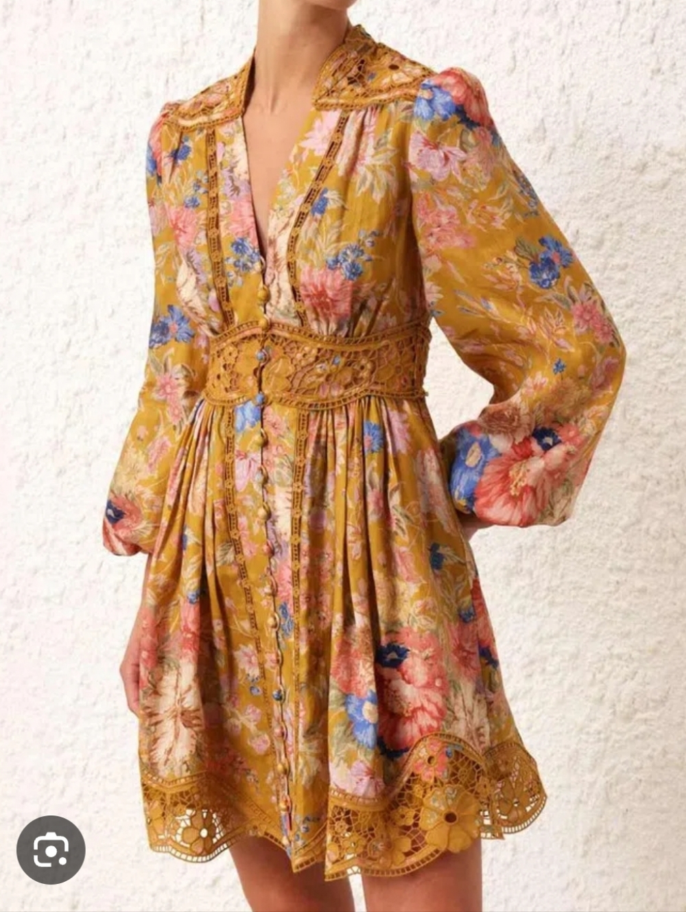 Zimmermann August Plunge Mini Dress – Size 2 – Luxury Floral Linen ✨